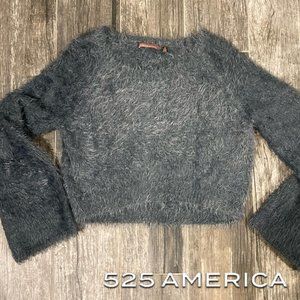 LIKE NEW! 525 America fuzzy cropped steel grey sweater S